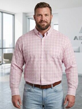 LNWOT Joseph ABOUND MAUVE/PINK Plaid Button Down Shirt NON-IRON*CLASSIC FIT* XLT